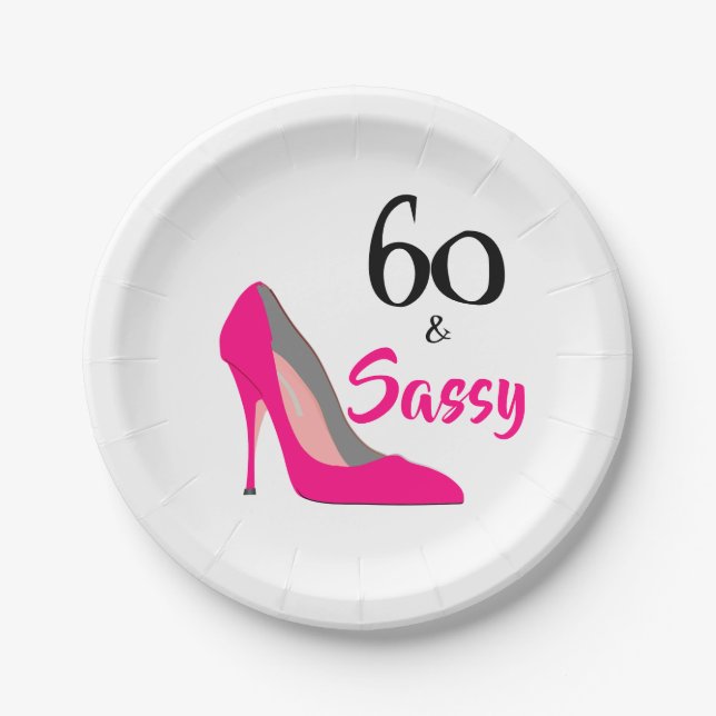 Assiettes En Carton 60 et Sassy 60e fête d'anniversaire (Devant)