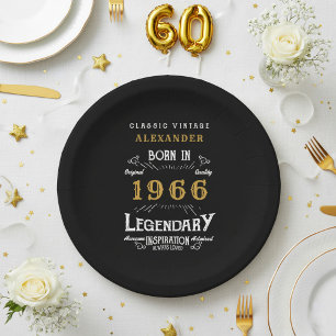 Assiettes En Carton 60e Anniversaire 1966 Legend Retro