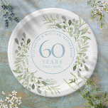 Assiettes En Carton 60e anniversaire de mariage diamant verdure<br><div class="desc">Doté d'une douce et délicate aquarelle de verdure de jardin de campagne,  ce design botanique 60ème anniversaire mariage chic peut être personnalisé avec vos informations spéciales du soixantième anniversaire dans un élégant texte en diamant bleu. Conçu par Thisisnotme©</div>
