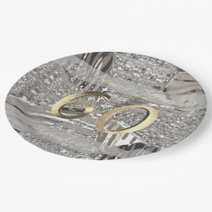 Assiettes En Carton 60e anniversaire du Diamant Mariage Elégant Faux G