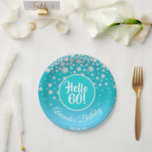 Assiettes En Carton 60e anniversaire fête turquoise bleu parties scint