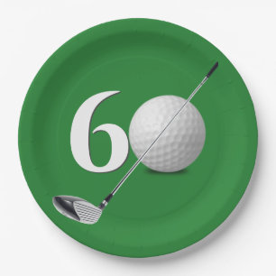 Assiettes En Carton 60e anniversaire Golf Ball and Club