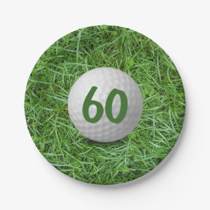 Assiettes En Carton 60e anniversaire Golf Ball on Grass Papier Plaque