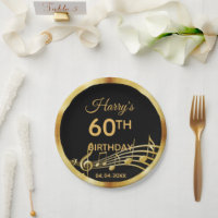 60e anniversaire noir or musique notes hommes gars