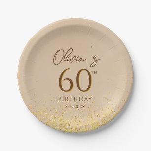 Assiettes En Carton 60e Anniversaire Soirée Elegant Gold