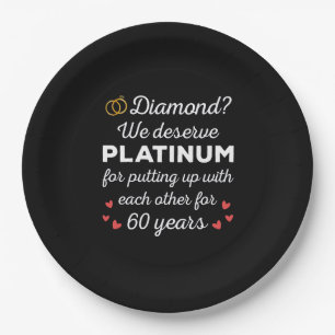 Assiettes En Carton 60ème anniversaire du Mariage I - Diamond Funny Co
