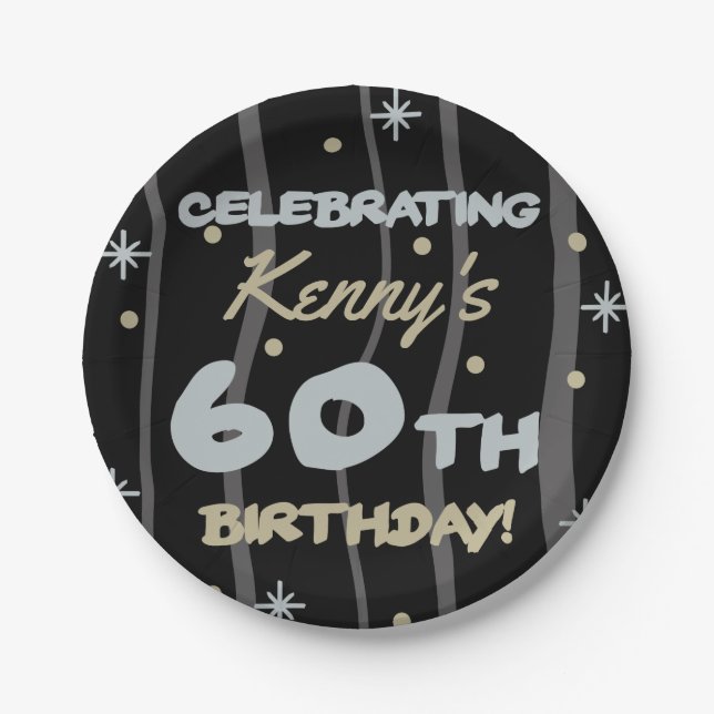 Assiettes En Carton 60th Birthday Party Ajouter votre nom (Devant)