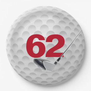 Assiettes En Carton 62e anniversaire Golf Ball Design