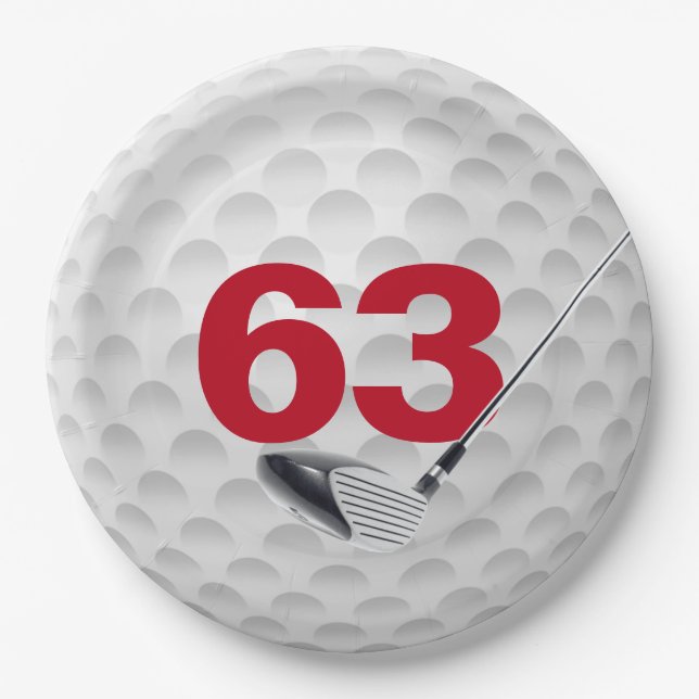 Assiettes En Carton 63e anniversaire Golf Ball Design (Devant)