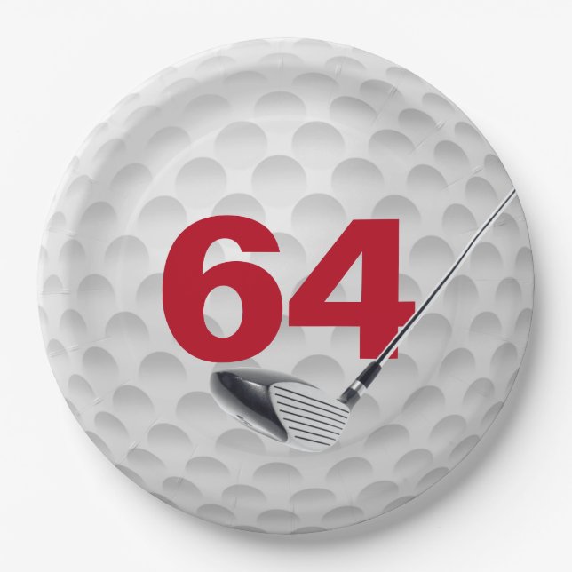 Assiettes En Carton 64e anniversaire Golf Ball Design (Devant)