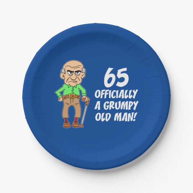Assiettes En Carton 65 Officiellement Une Plaque En Papier Grumpy Old  (Devant)