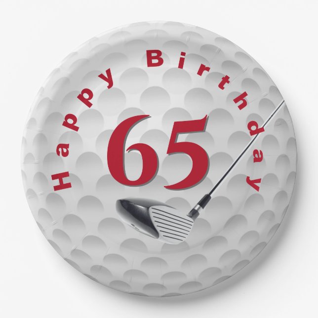 Assiettes En Carton 65e anniversaire Golf Ball Design Plaque en papier (Devant)