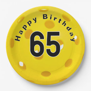 Assiettes En Carton 65e anniversaire Pickleball Jaune