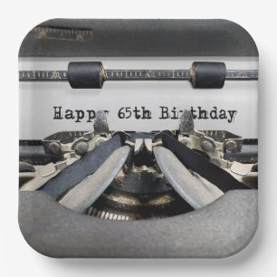 Assiettes En Carton 65e anniversaire Retro Typewriter