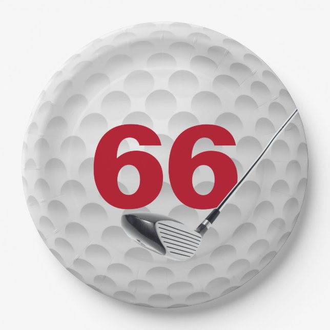 Assiettes En Carton 66e anniversaire Golf Ball Design (Devant)
