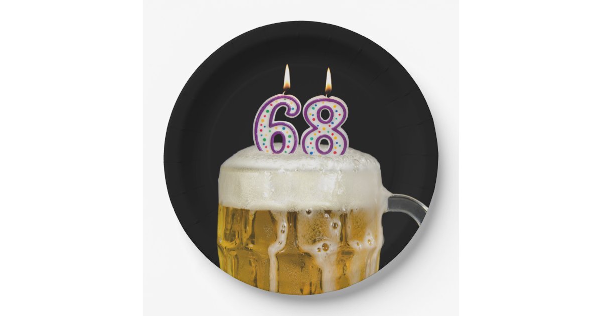 Assiettes En Carton 68e Anniversaire Biere Sur Plaque De Papier Noir Zazzle Fr