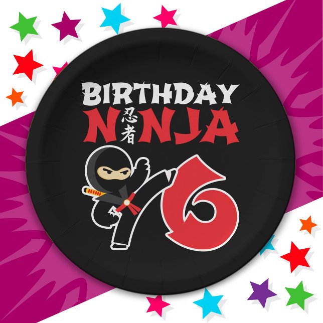Assiettes En Carton 6 ans Karate Ninja Party Enfants 6e anniversaire (Créateur téléchargé)