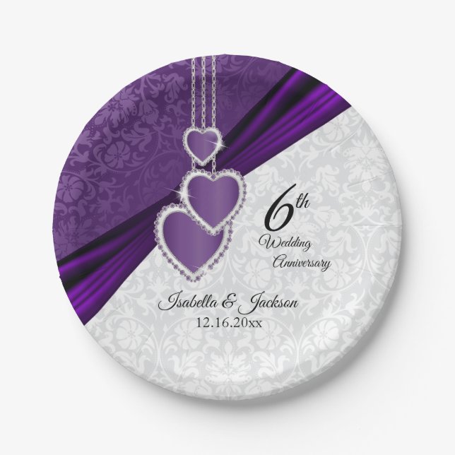 Assiettes En Carton 6e anniversaire du Mariage Amethyst Purple (Devant)