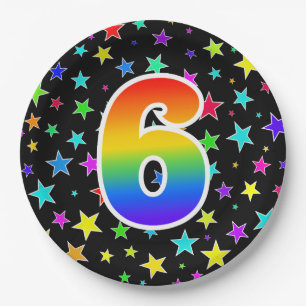 Assiettes En Carton 6e événement : Bold, amusant, coloré arc-en-ciel 6