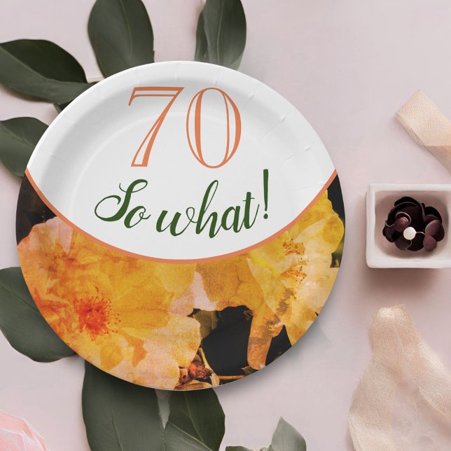 Assiettes En Carton 70 Alors Quel Rose Jaune Floral Drôle 70e Annivers (Créateur téléchargé)