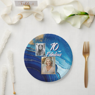 Assiettes En Carton 70 ans et Fabuleux Marbre Paillettes 2 Photo Anniv
