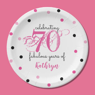 Assiettes En Carton 70 fabuleuses années pois Ajouter un nom Plaque d