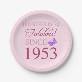 Assiettes En Carton 70e anniversaire 1953 pour les femmes