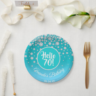 Assiettes En Carton 70e anniversaire de fête turquoise bleu parties sc