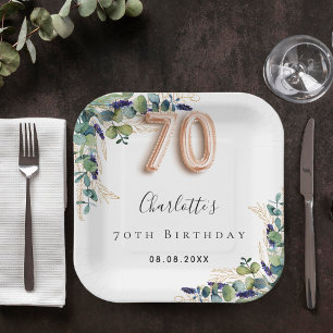 Assiettes En Carton 70e anniversaire eucalyptus nom de la végétation