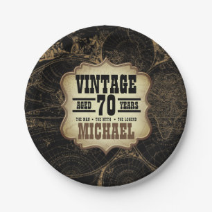 Assiettes En Carton 70e anniversaire fête Thème Vintage Nom personnali