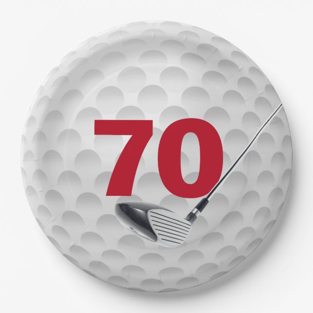 Assiettes En Carton 70e anniversaire Golf Ball Design Plaque en papier (Devant)