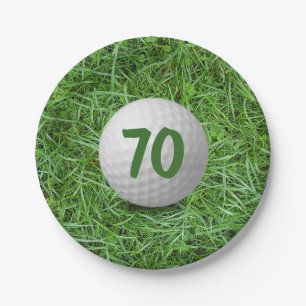 Assiettes En Carton 70e anniversaire Golf Ball on Grass Papier Plaque
