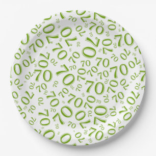 Assiettes En Carton 70e anniversaire Numéro de fête Motif Vert et bl