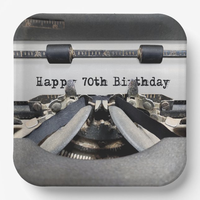 Assiettes En Carton 70e anniversaire Retro Typewriter (Recto)