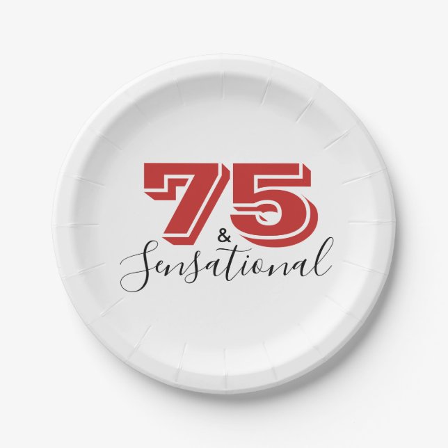 Assiettes En Carton 75 & SENSATIONNEL 75e Anniversaire Plaque papier d (Devant)