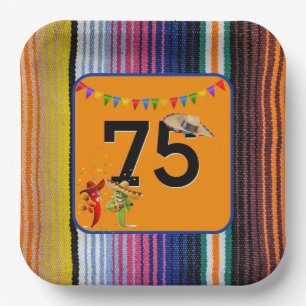 Assiettes En Carton 75e anniversaire fête Design mexicain
