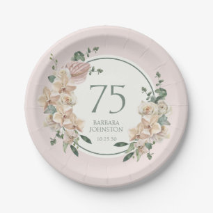 Assiettes En Carton 75e Anniversaire Floral Tropical