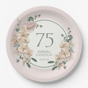 Assiettes En Carton 75e anniversaire Tropical Floral