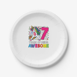 Assiettes En Carton 7e anniversaire Dabbing Unicorn Party Don 7 ans Ol