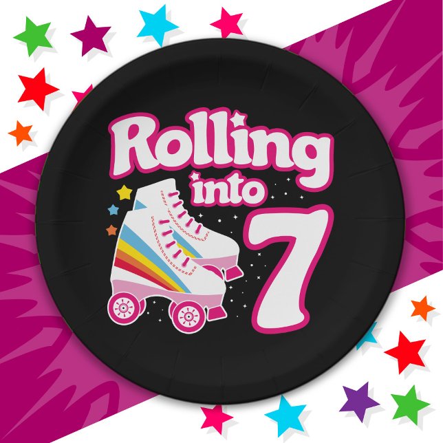 Assiettes En Carton 7e anniversaire Roller Skate 7 ans (Créateur téléchargé)