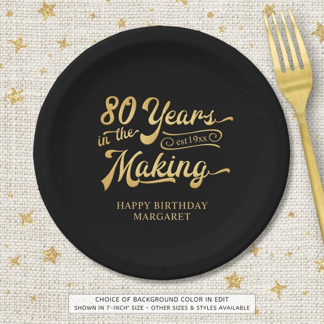 Assiettes En Carton 80e anniversaire 80 ans rétro dans les lumières (Créateur téléchargé)