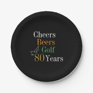 Assiettes En Carton 80e anniversaire Cheers Beers Golf Black Gold Part