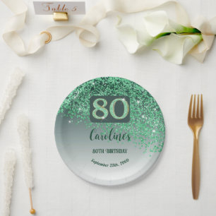 Assiettes En Carton 80e anniversaire Chic Falling Parties scintillant 