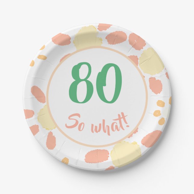 Assiettes En Carton 80e anniversaire Floral Motivational Alors quelle  (Devant)