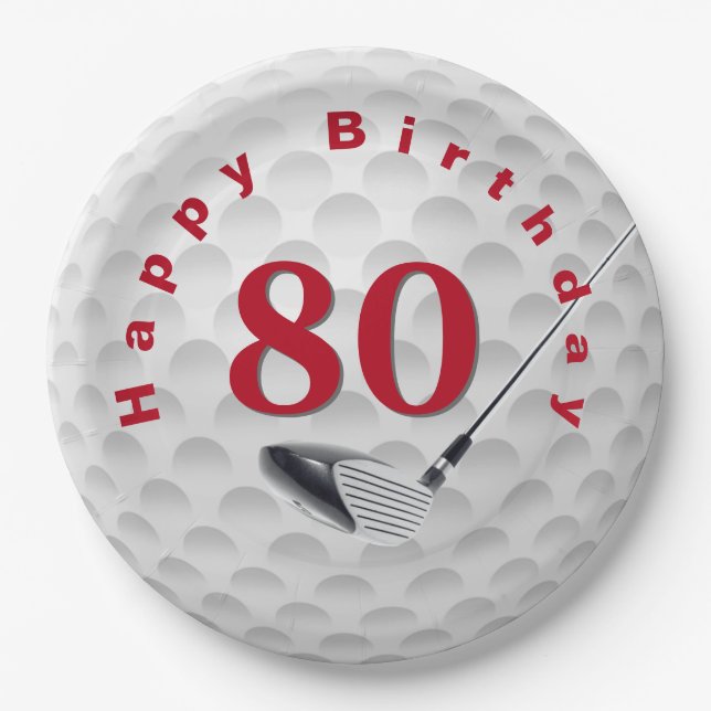 Assiettes En Carton 80e anniversaire Golf Ball Design Plaque en papier (Devant)