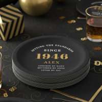 80e anniversaire Nom 1944 Black Gold Elegant Chic
