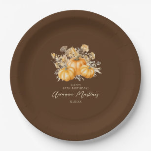 Assiettes En Carton 80e anniversaire Rustic Boho Citrouille automne pe