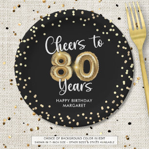 Assiettes En Carton 80e anniversaire Soeurs à 80 ans Black Gold