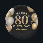 Assiettes En Carton 80e fête d'anniversaire Ballons noirs et or<br><div class="desc">80e fête d'anniversaire Ballons noirs et or et Plaques en papier Confetti. Pour plus de personnalisation,  cliquez sur le bouton "Customiser" et utilisez notre outil de conception pour modifier ce modèle.</div>