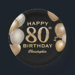 Assiettes En Carton 80e fête d'anniversaire Ballons noirs et or<br><div class="desc">80e fête d'anniversaire Ballons noirs et or et Plaques en papier Confetti. Pour plus de personnalisation,  cliquez sur le bouton "Customiser" et utilisez notre outil de conception pour modifier ce modèle.</div>